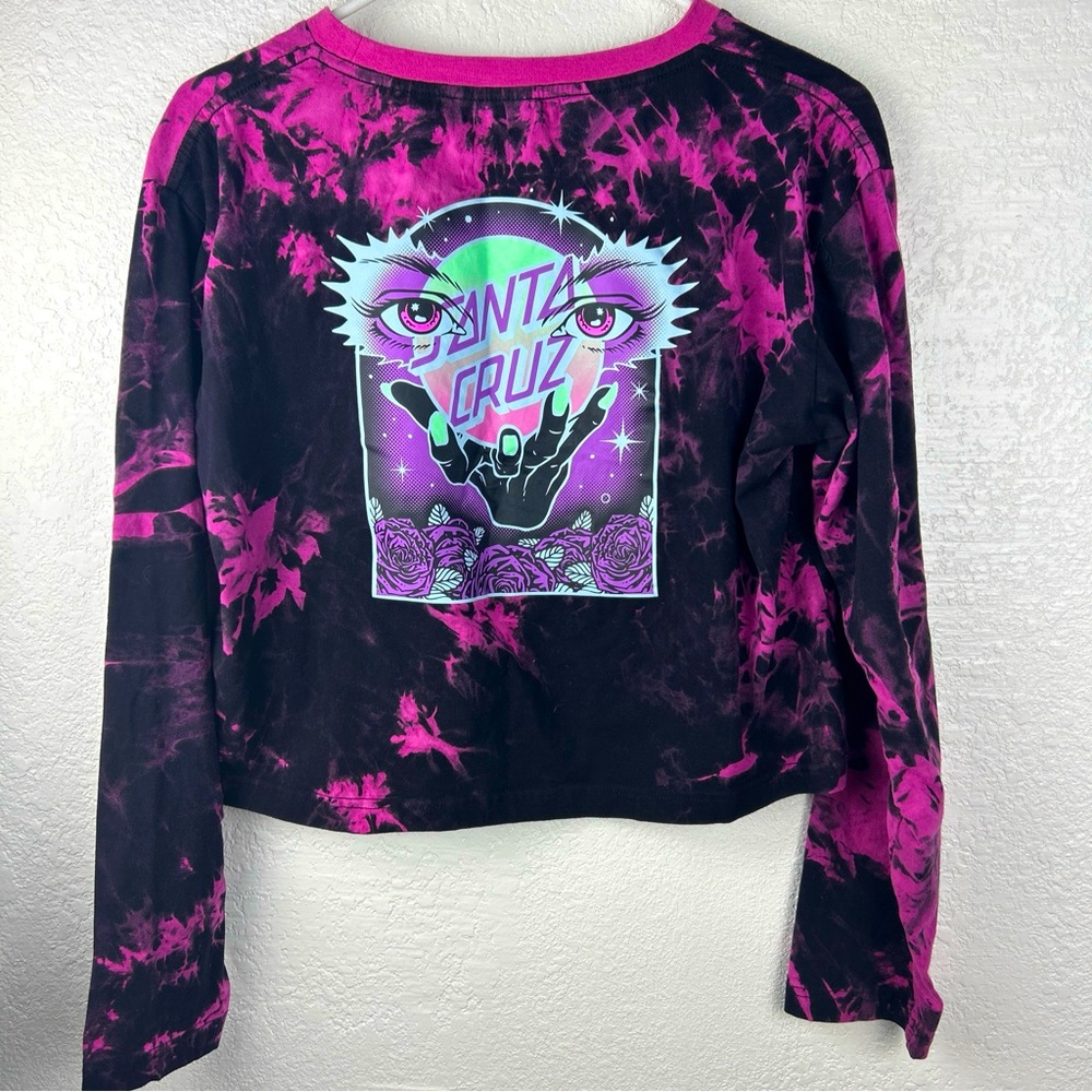 Santa cruz  skate Crop top Tie Dye Medium long sleeve hot pink